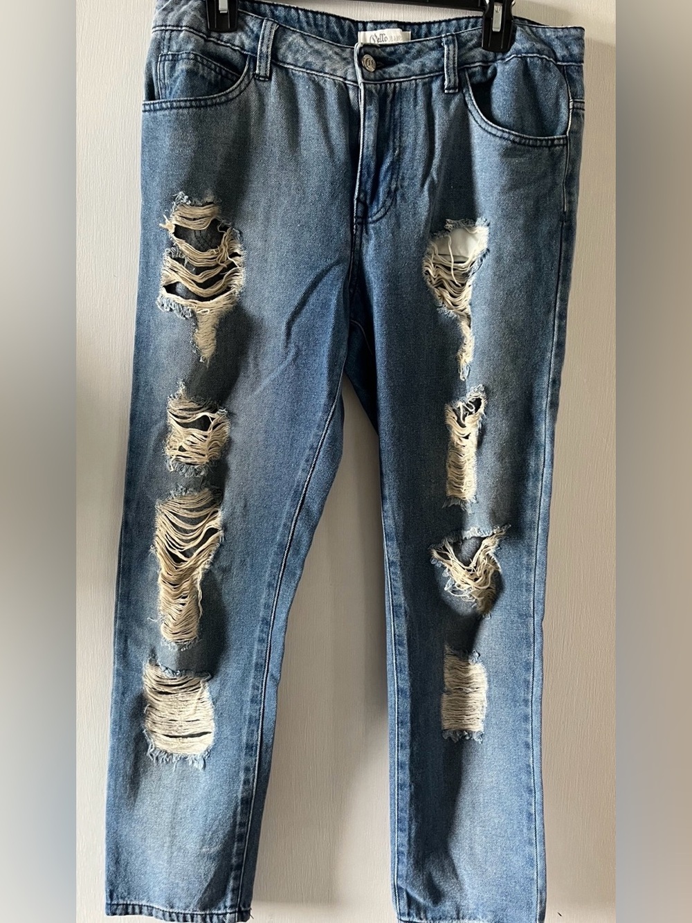 Distressed Women Blue Denim Jeans | Size 9